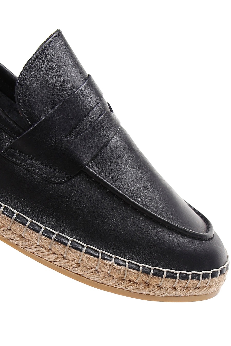 Men's Black Leather Espadrille