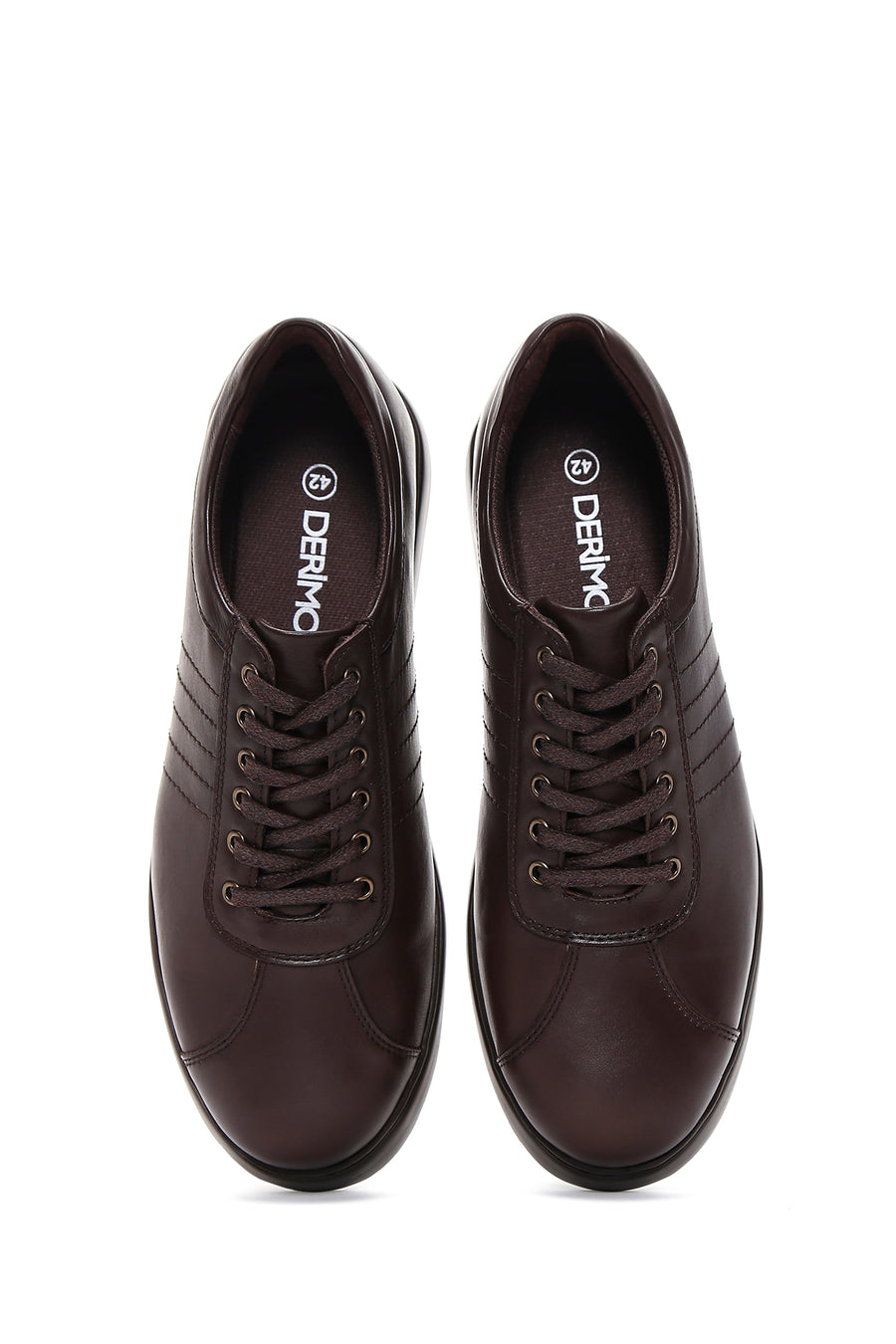 Erkek Kahverengi Deri Casual Sneaker