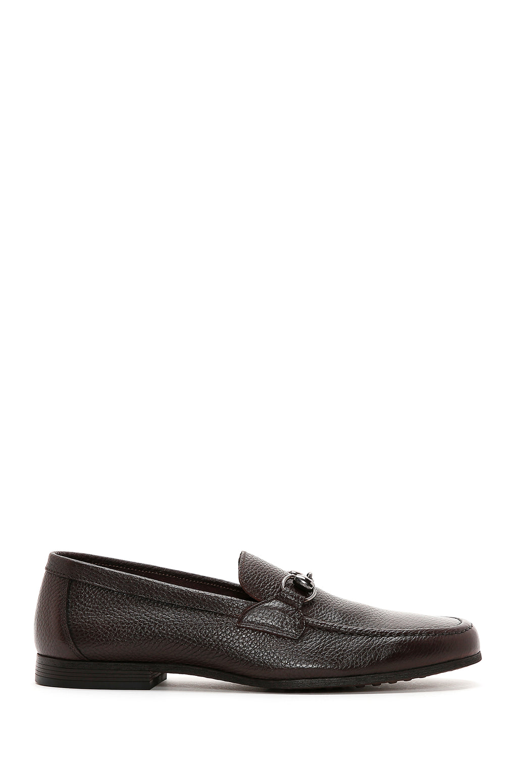 Erkek Kahverengi Deri Tokalı Klasik Loafer