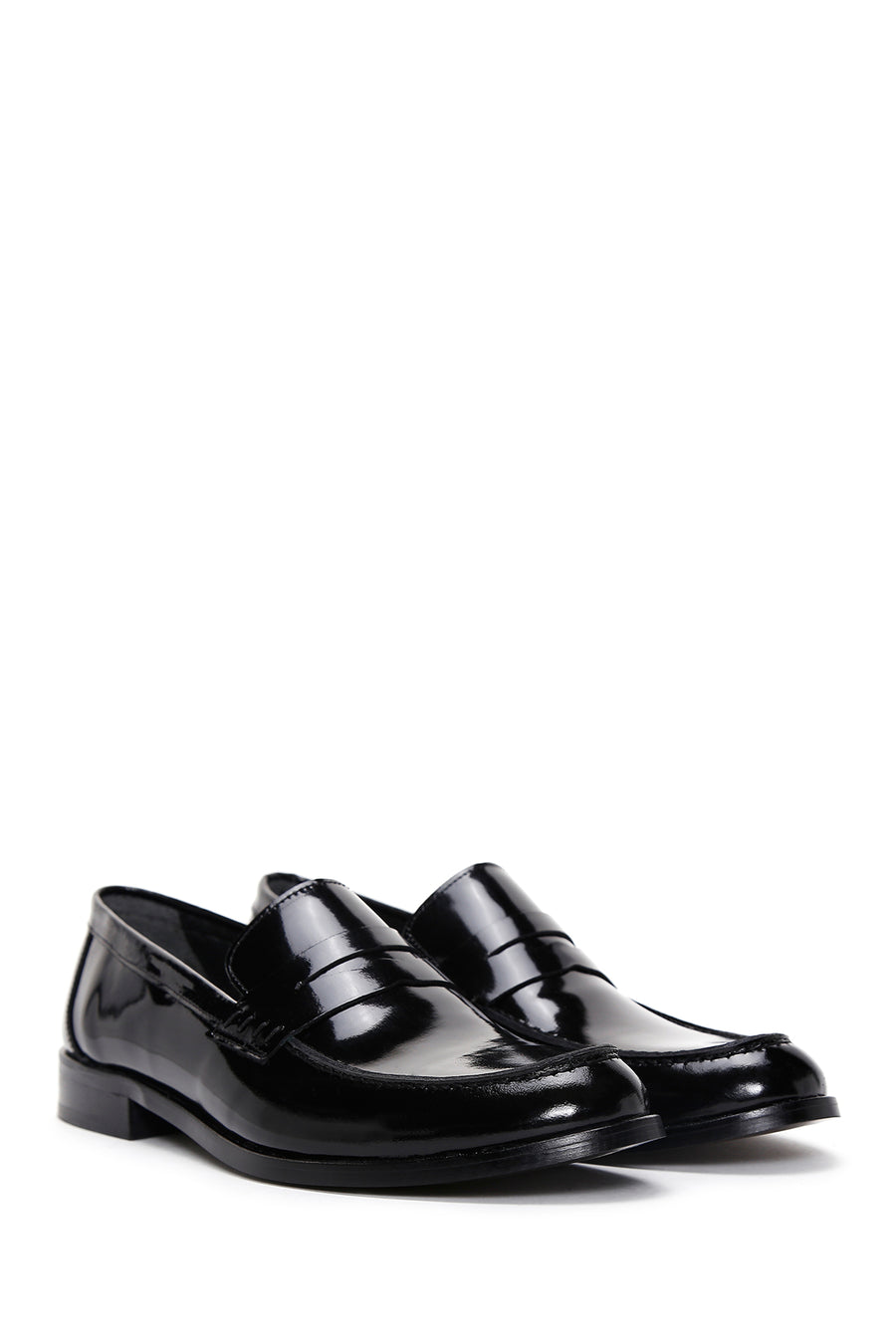 Erkek Siyah Deri Rugan Klasik Loafer