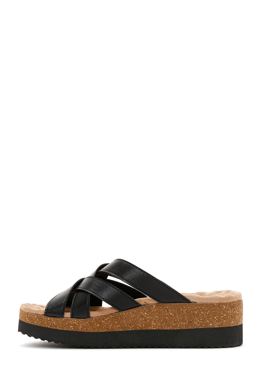 Women's Black Thick Soled Comfort Slippers