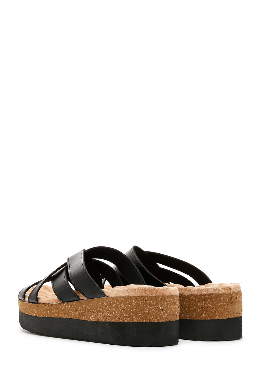 Women's Black Thick Soled Comfort Slippers