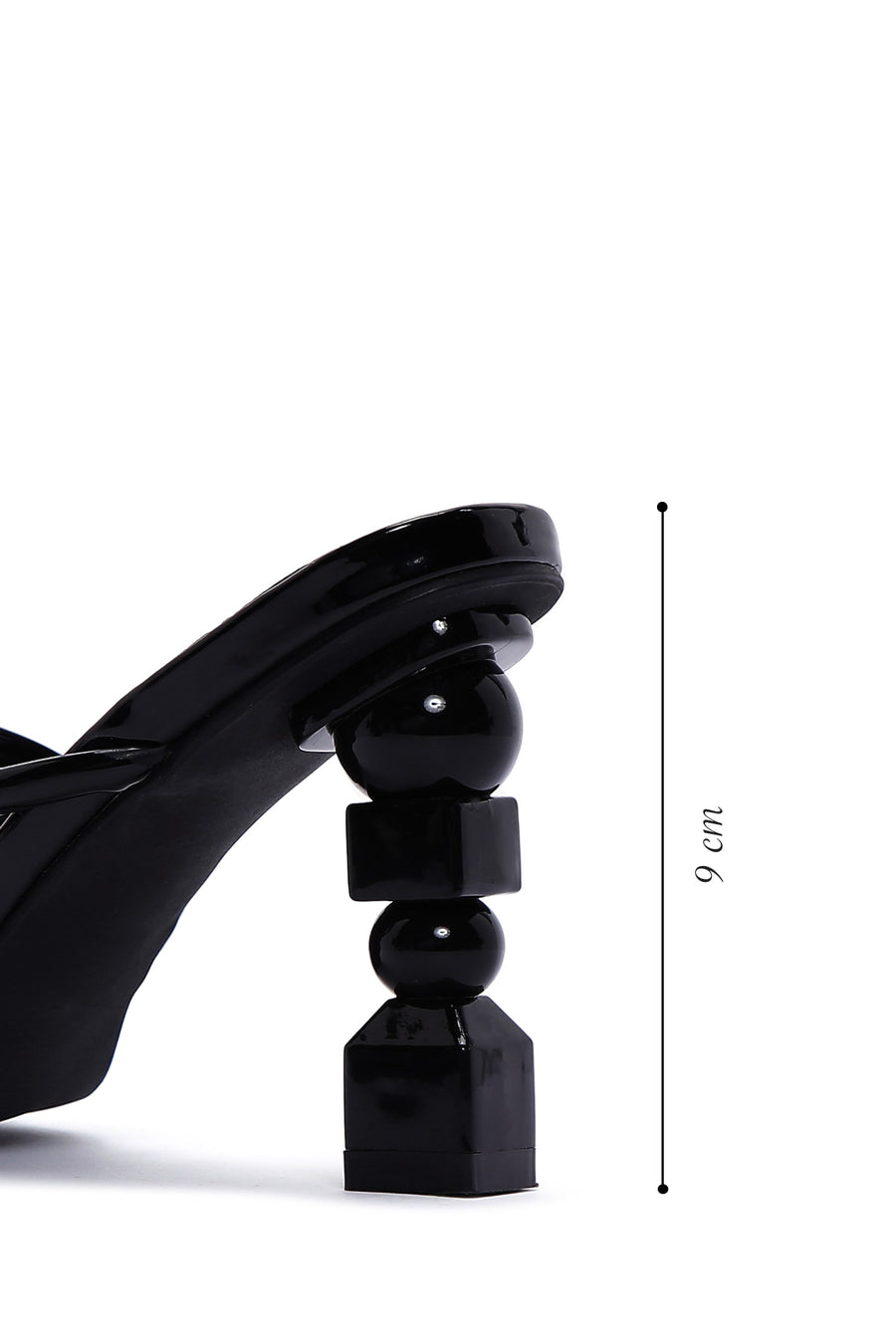 Women's Black Patent Leather Heeled Slippers