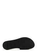 Women's Black Stone Straw Slippers | Derimod
