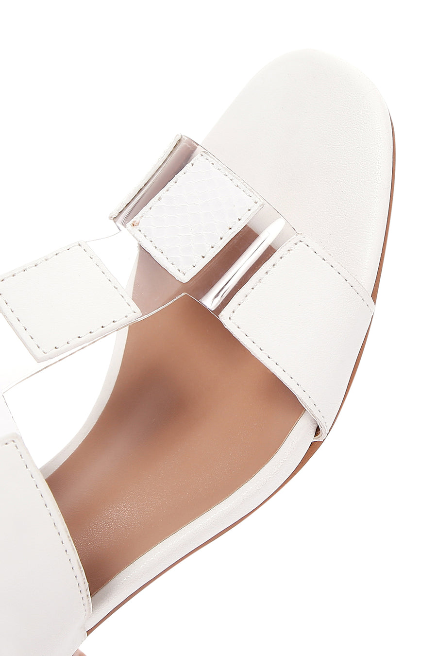 Women's White Thick Heeled Sandals