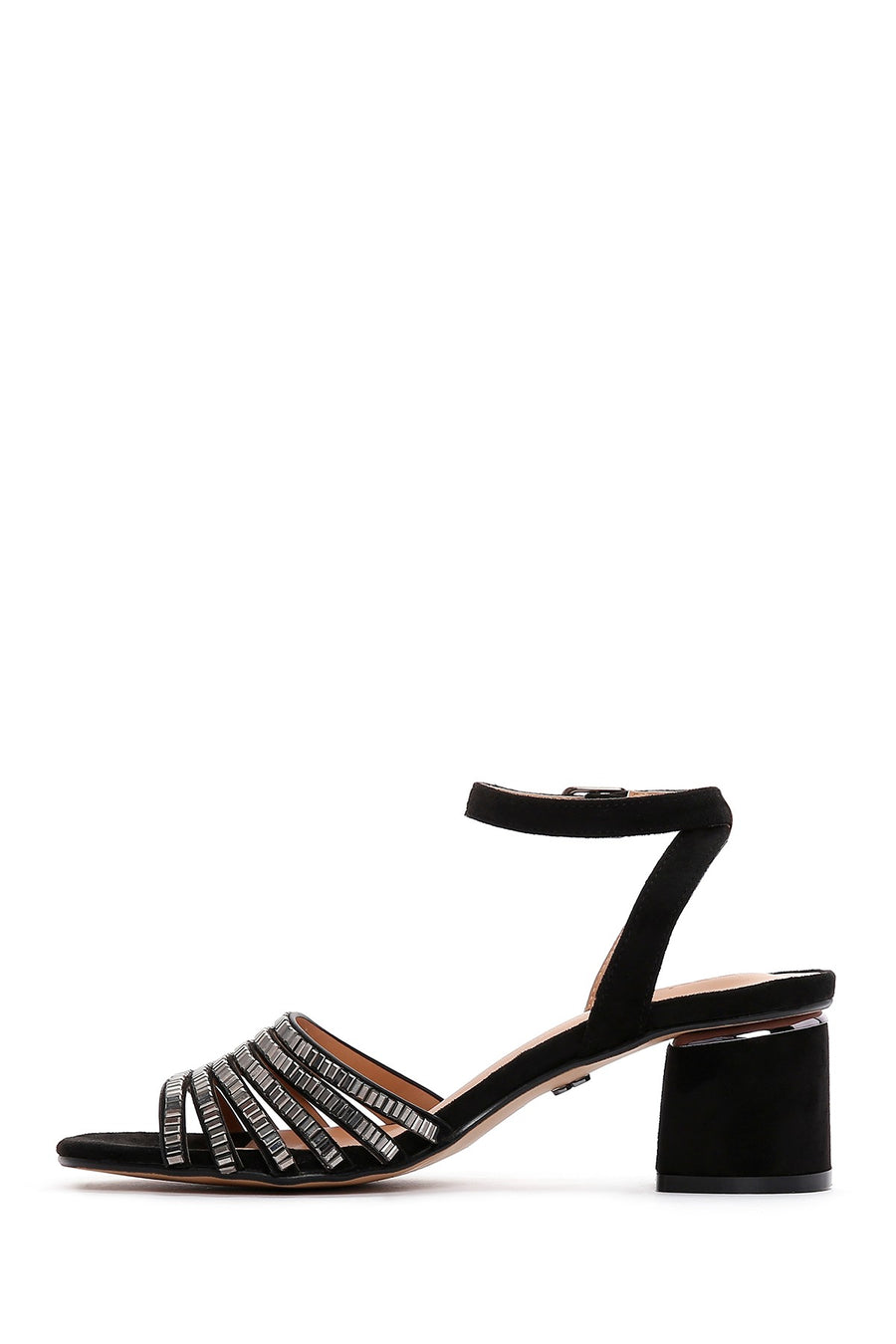 Women's Black Thick Heeled Sandals