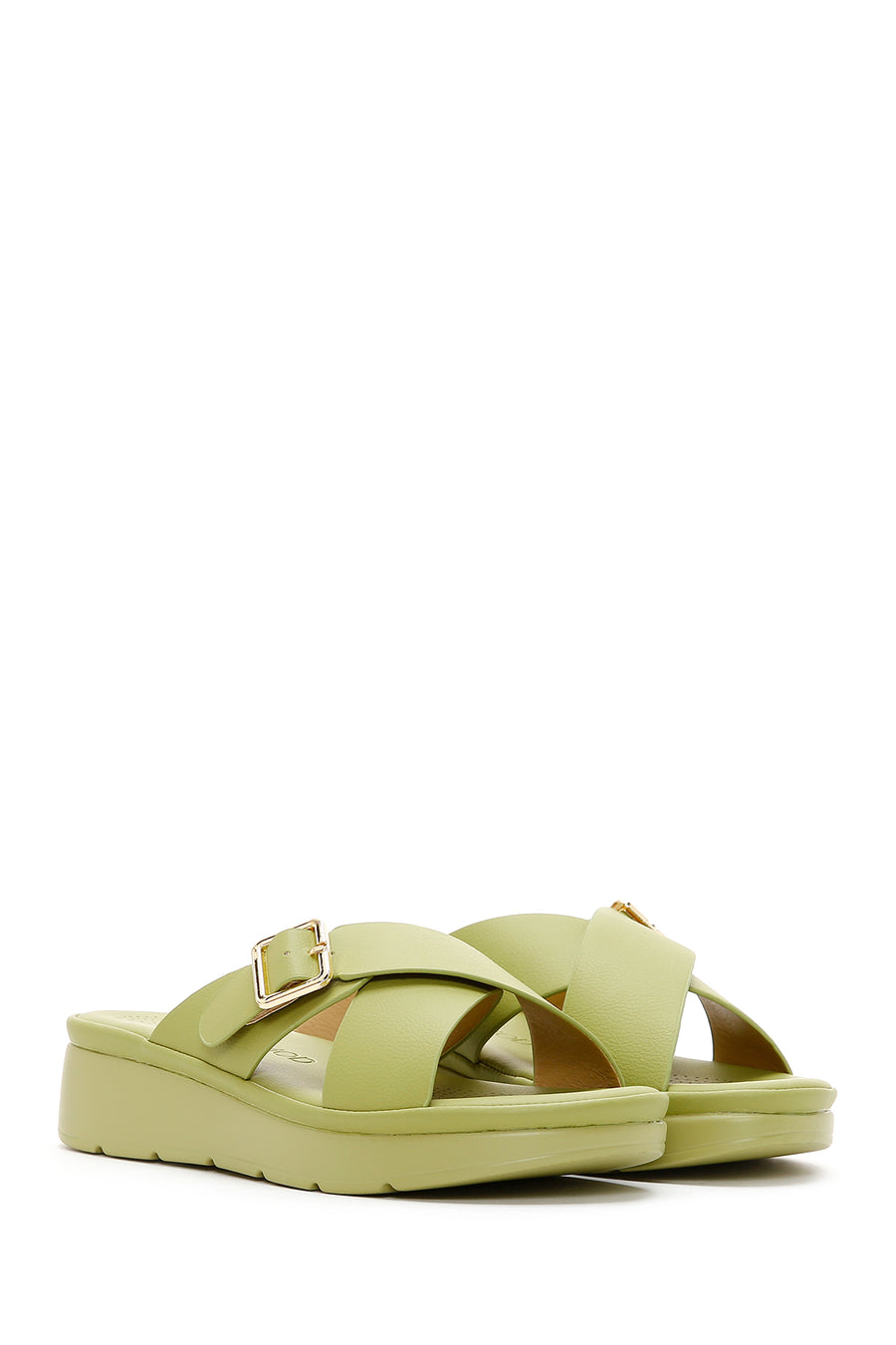 Women's Green Thick Soled Comfort Slippers