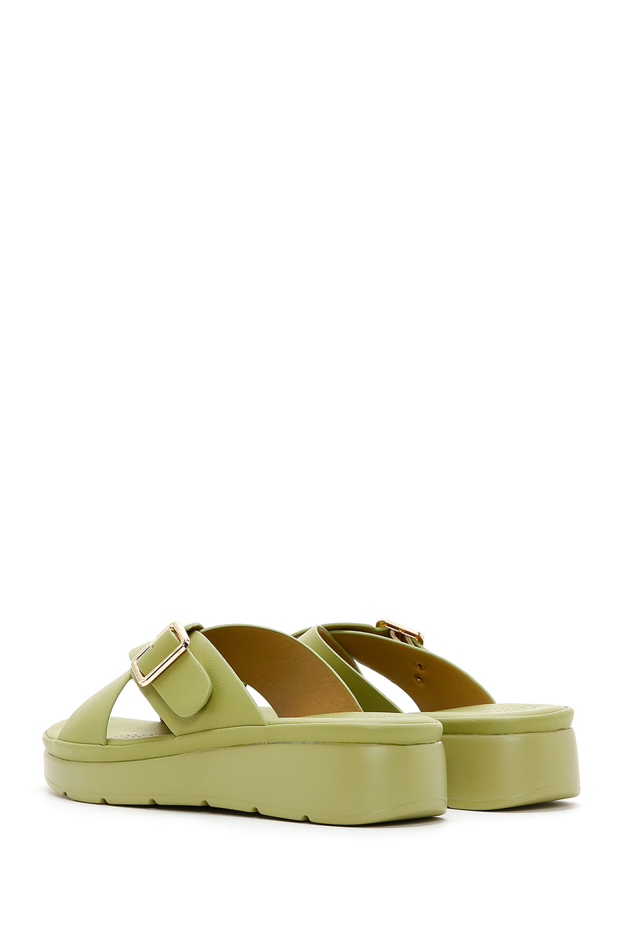 Women's Green Thick Soled Comfort Slippers