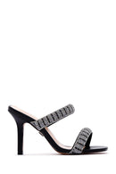Women's Black Stone Thin Heeled Slippers | Derimod