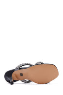 Women's Black Stone Thin Heeled Slippers | Derimod