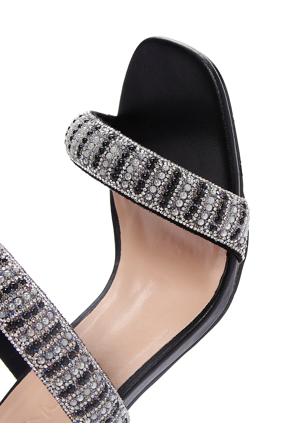 Women's Black Stone Thin Heeled Slippers