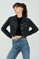 Mona Women's Black Short Leather Jacket | Derimod