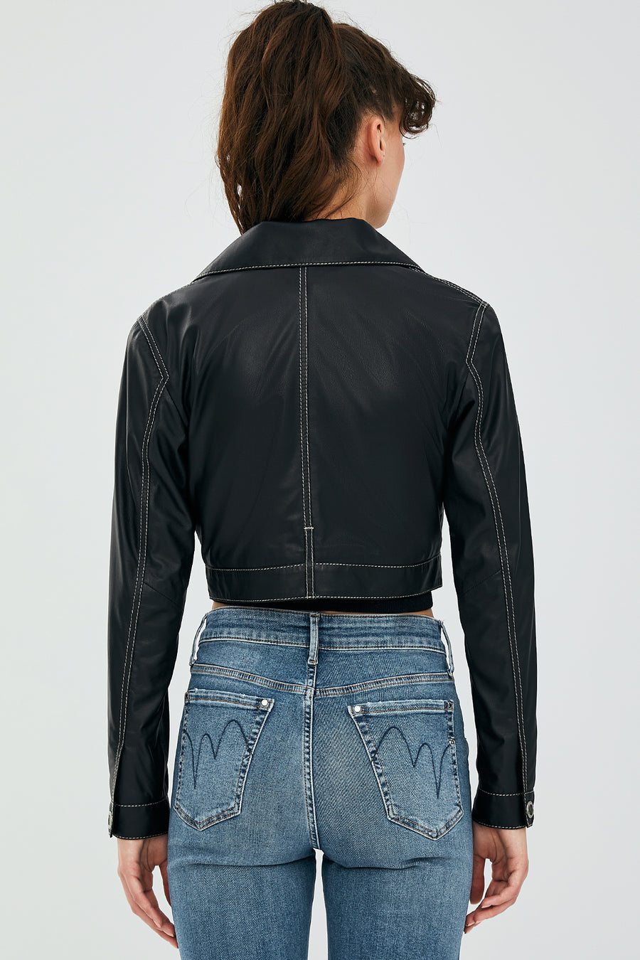 Mona Women's Black Short Leather Jacket