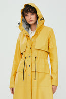 Rihanna Women's Yellow Leather Unlined Topcoat | Derimod