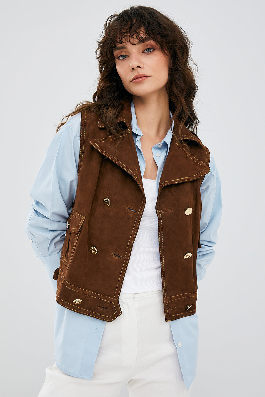 Rio Women's Brown Suede Leather Vest