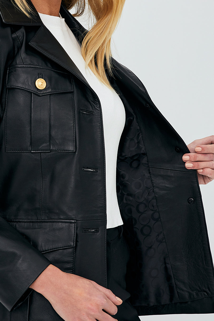 Teresa Siyah Kadın Blazer Deri Ceket