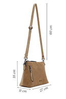 Women's Light Brown Long Strap Suede Crossbody Bag | Derimod