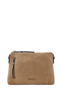 Women's Light Brown Long Strap Suede Crossbody Bag | Derimod