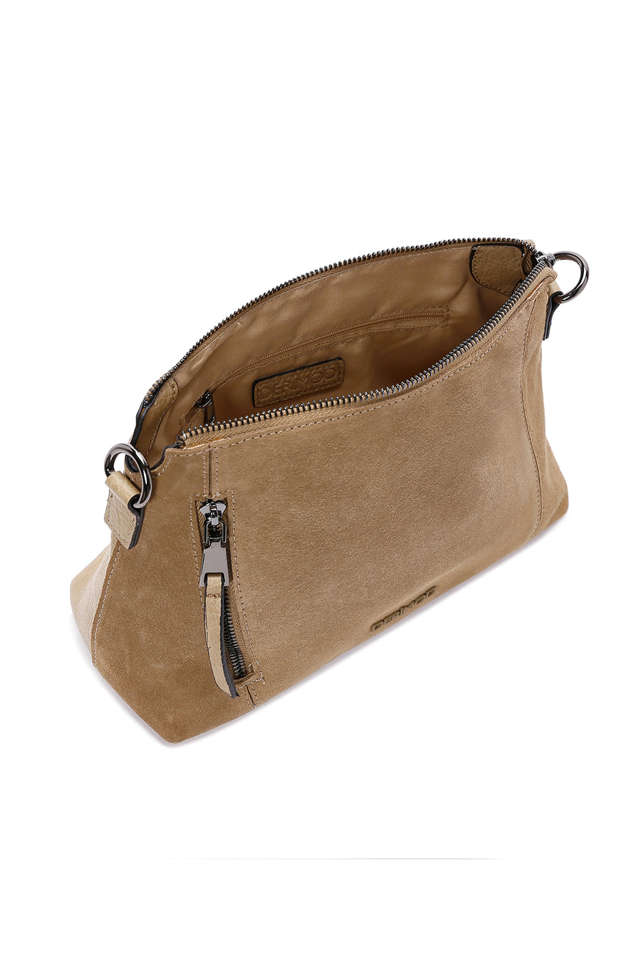 Women's Light Brown Long Strap Suede Crossbody Bag