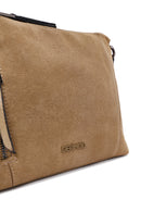 Women's Light Brown Long Strap Suede Crossbody Bag | Derimod