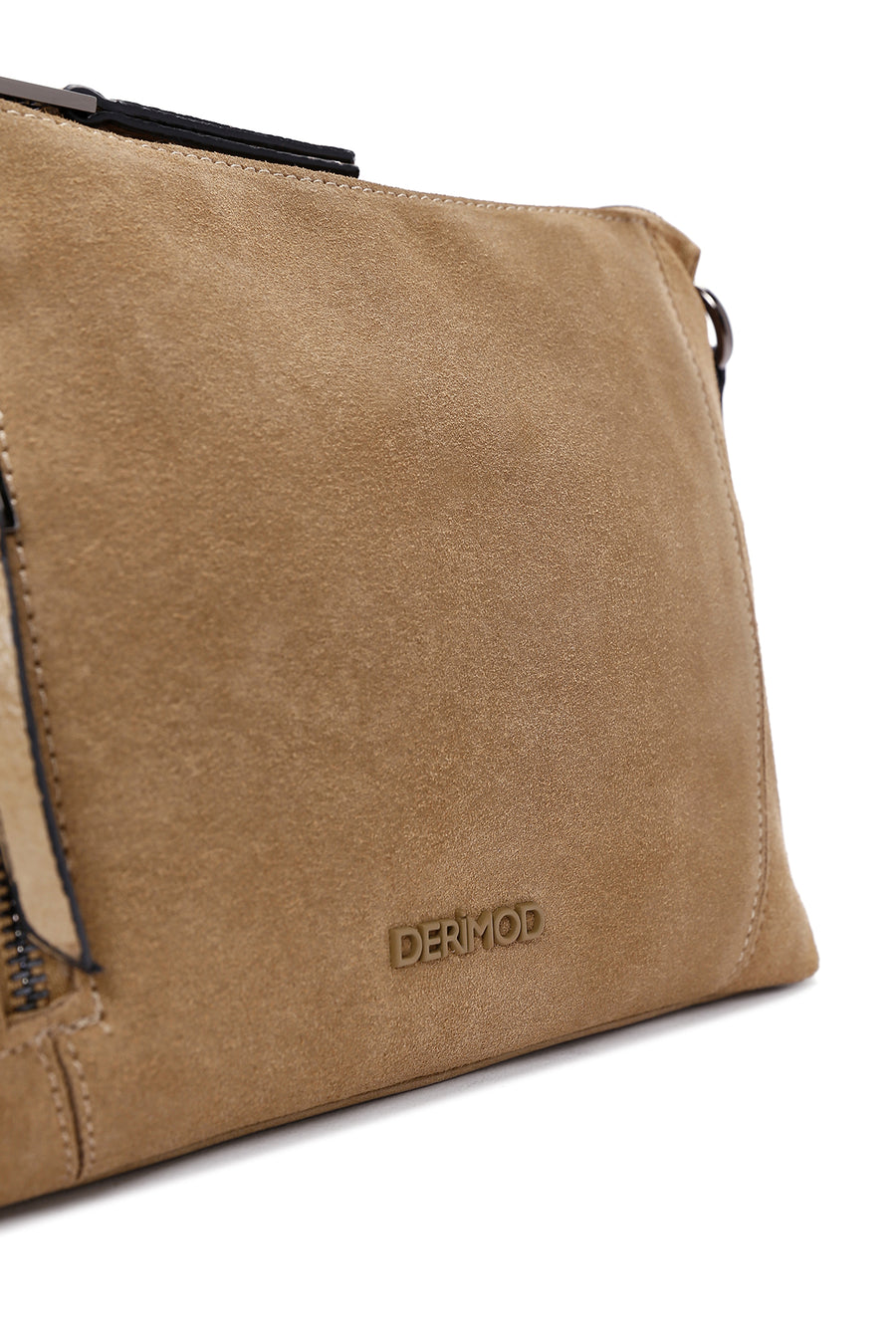 Women's Light Brown Long Strap Suede Crossbody Bag