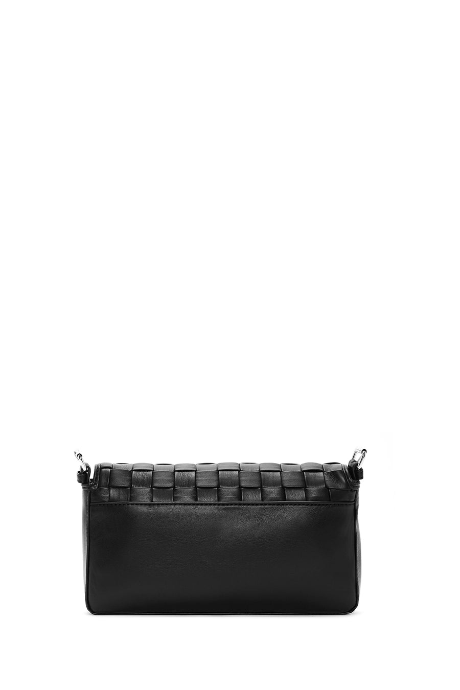 Women's Black Knitted Patterned Long Strap Shoulder Bag