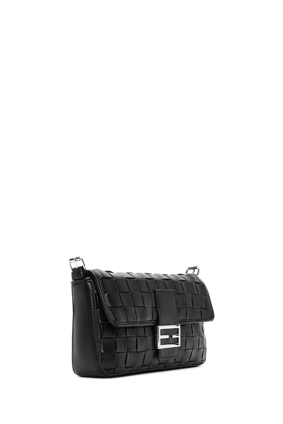 Women's Black Knitted Patterned Long Strap Shoulder Bag