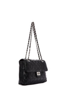 Women's Black Knitted Patterned Long Strap Shoulder Bag | Derimod