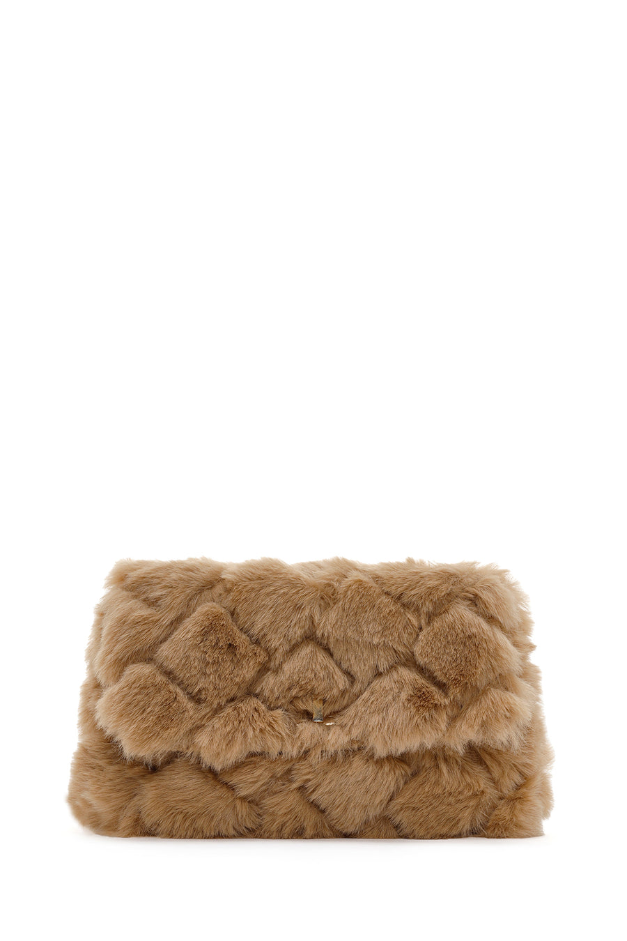 Kadın Camel Uzun Zincir Askılı Peluş Çapraz Çanta