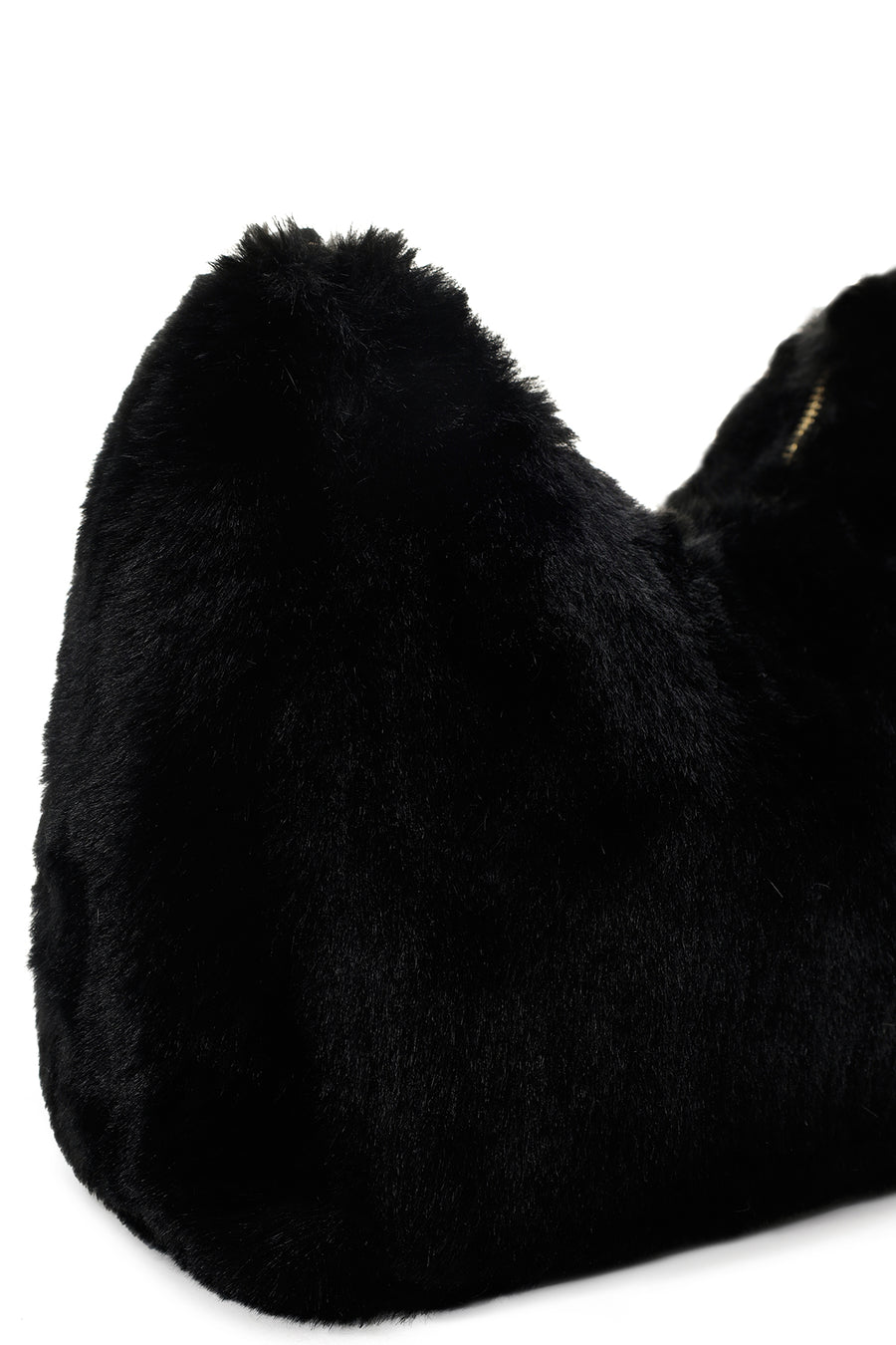 Kadın Siyah Uzun Zincir Askılı Peluş Kol Çantası
