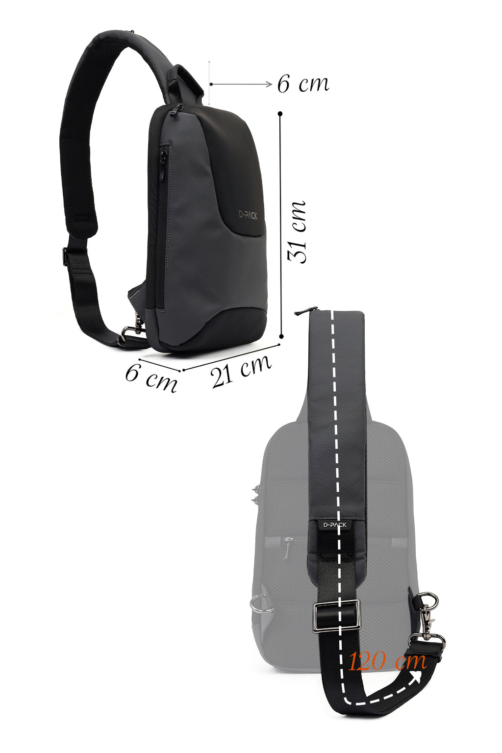 D-Pack Erkek Gri Teknolojik Çapraz Çanta