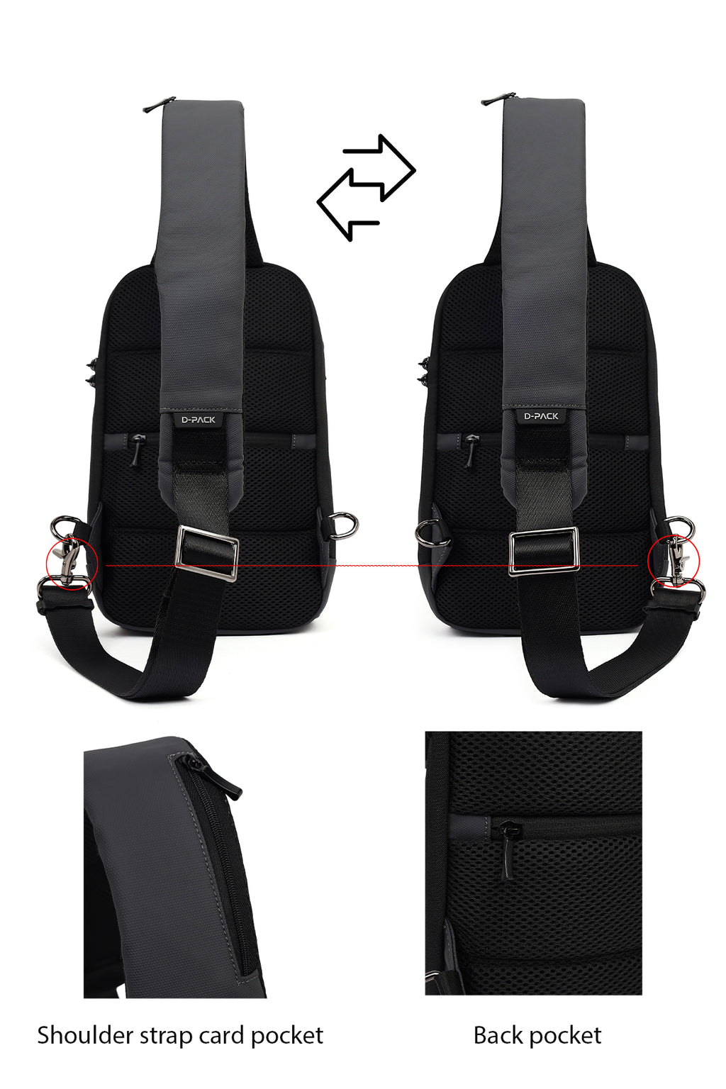 D-Pack Erkek Gri Teknolojik Çapraz Çanta