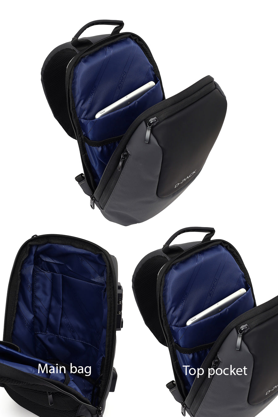 D-Pack Erkek Gri Teknolojik Çapraz Çanta