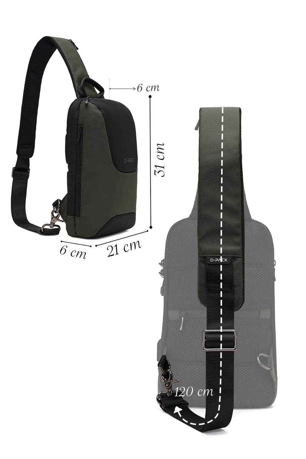D-Pack Erkek Haki Teknolojik Çapraz Çanta