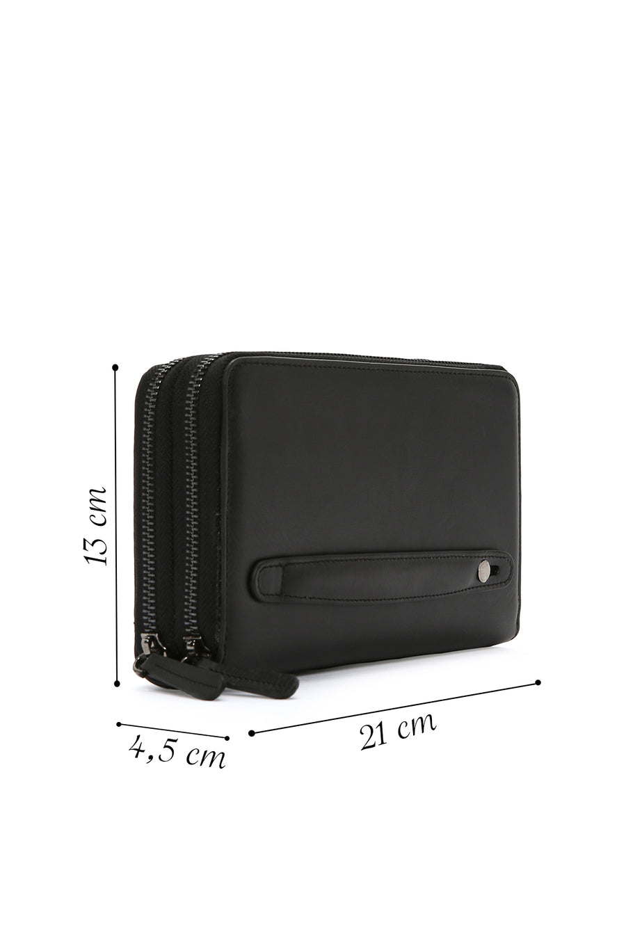 Men's Black Leather Handbag with Phone Compartment