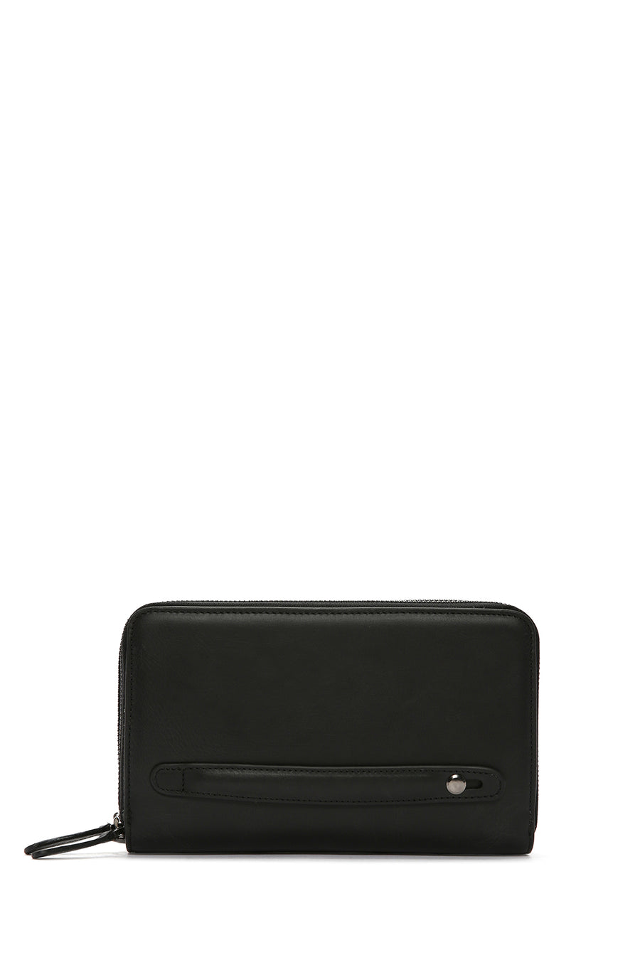 Men's Black Leather Handbag with Phone Compartment