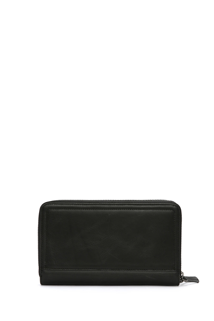 Men's Black Leather Handbag with Phone Compartment
