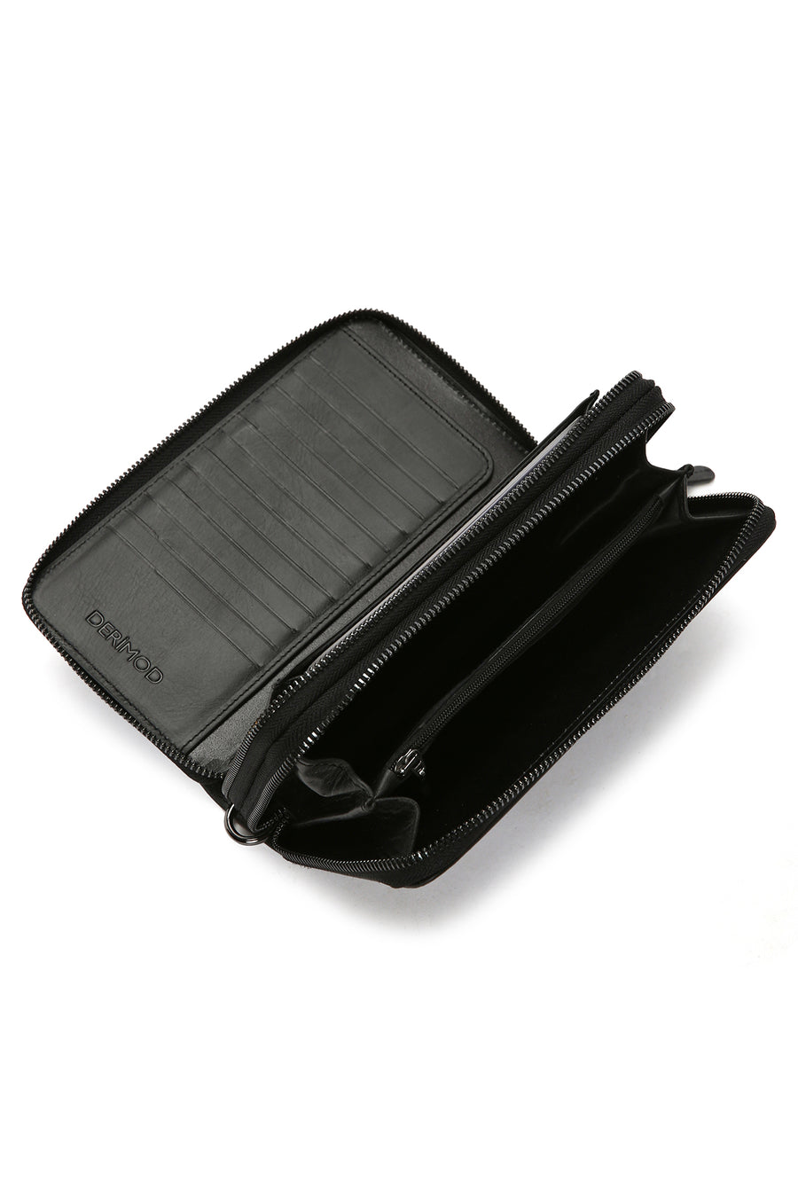 Men's Black Leather Handbag with Phone Compartment