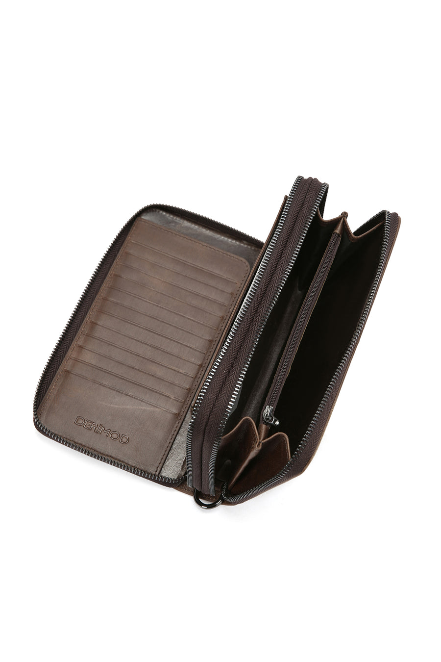 Men's Brown Leather Handbag with Phone Compartment