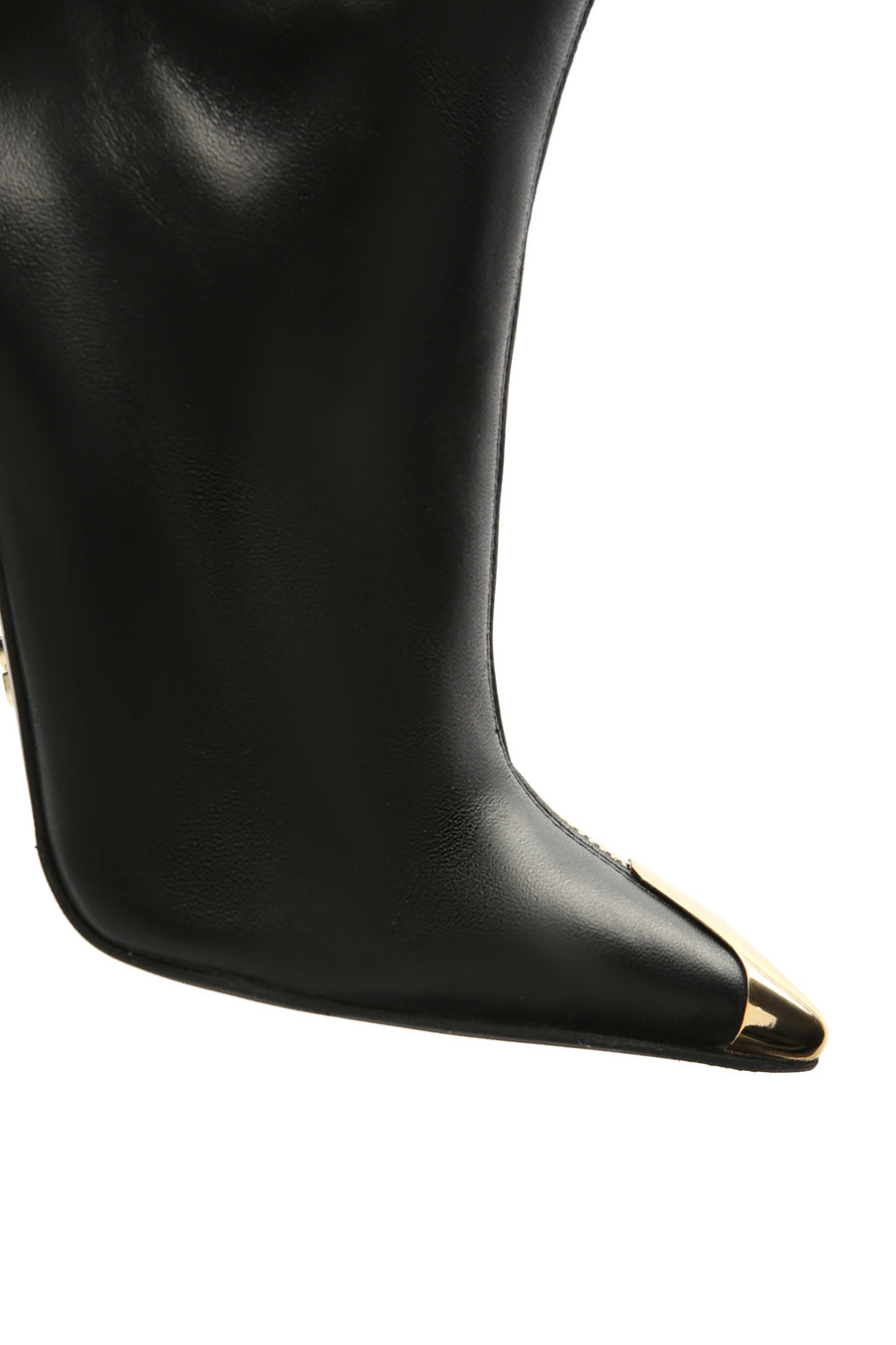 Women's Black Zippered High Thin Heeled Leather Boots