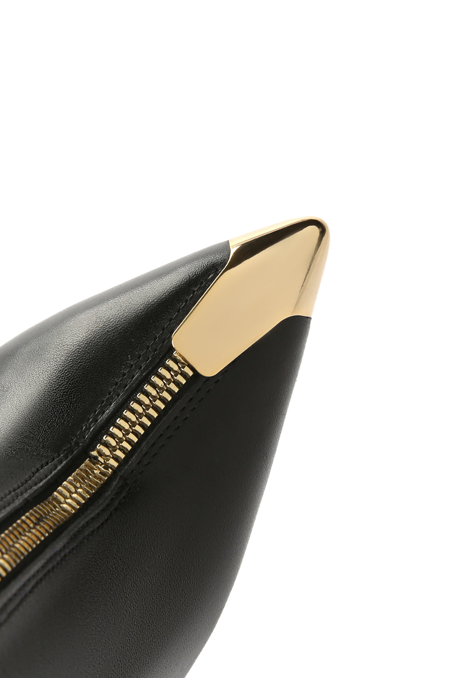 Women's Black Zippered High Thin Heeled Leather Boots