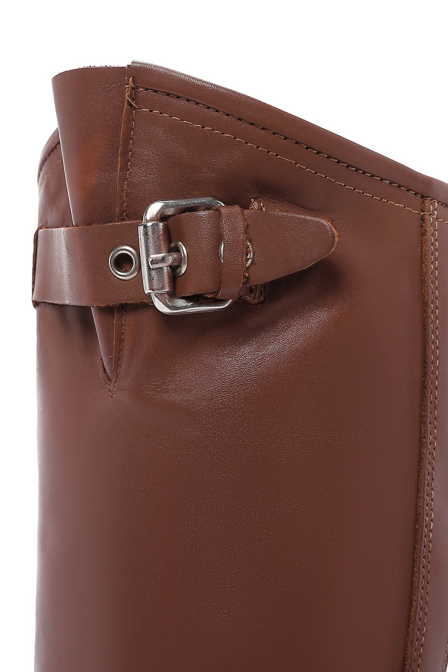 Women's Brown Leather Buckle Boots