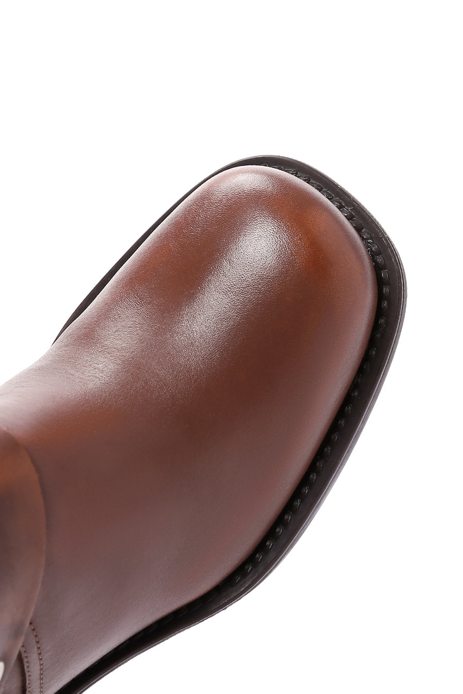 Women's Brown Leather Buckle Boots