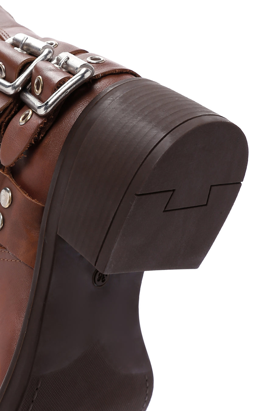Women's Brown Leather Buckle Boots
