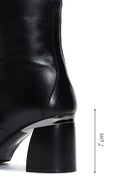 Women's Black Leather Zippered Heeled Boots | Derimod