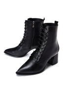 Women's Black Leather Zippered Heeled Boots | Derimod