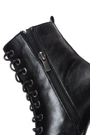 Women's Black Leather Zippered Heeled Boots | Derimod