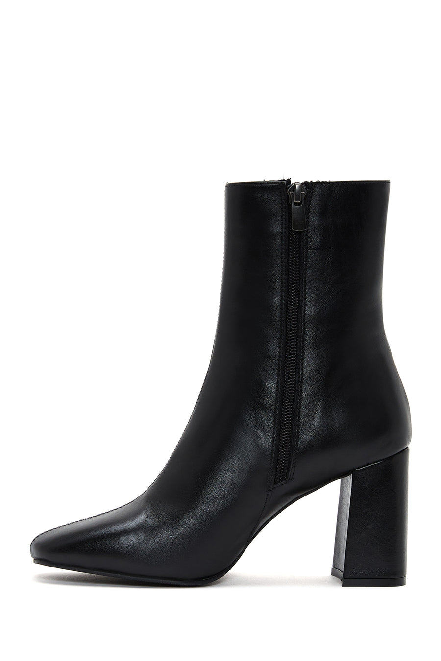 Women's Black Leather Heeled Classic Boots