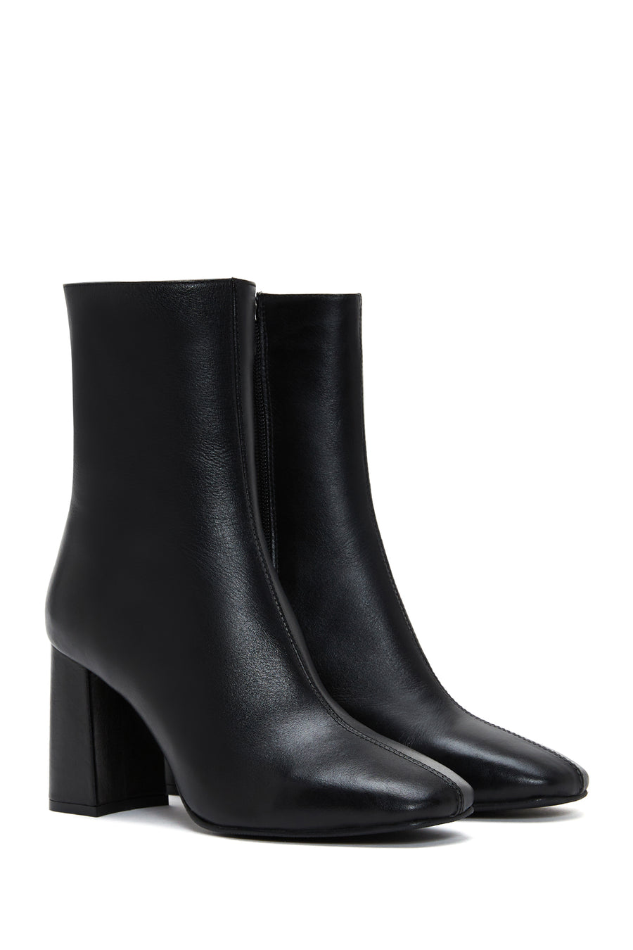 Women's Black Leather Heeled Classic Boots
