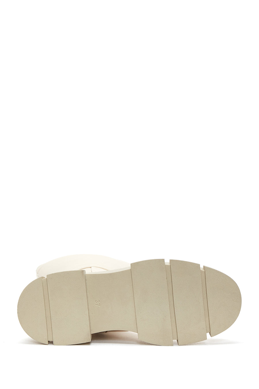 Women's Beige Zippered Leather Boots
